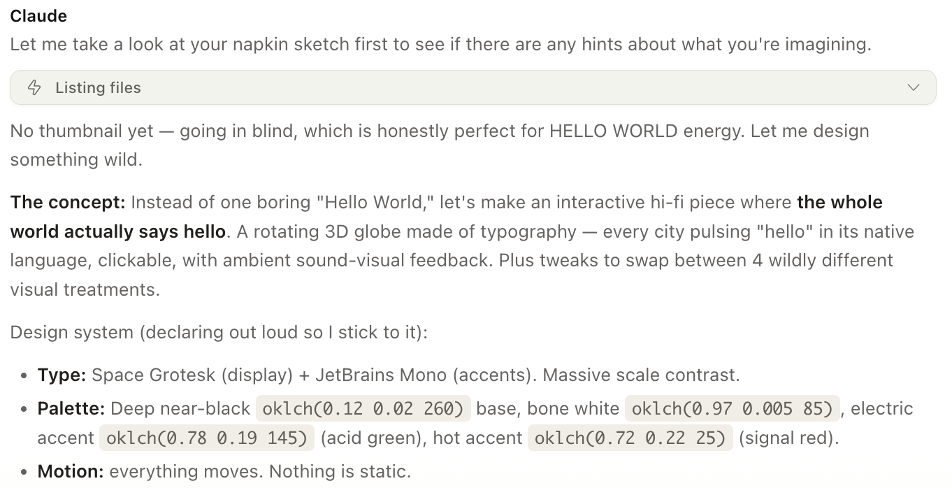 Claude's first response